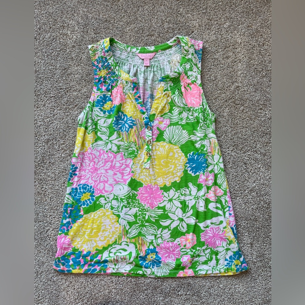 FLAWED Womens Lilly Pulitzer Floral Tank- Size Small